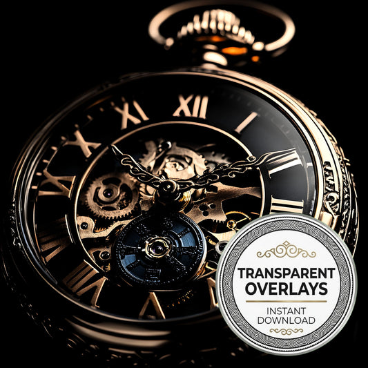 Floating Steampunk Pocket Watch Transparent Overlay Pngs