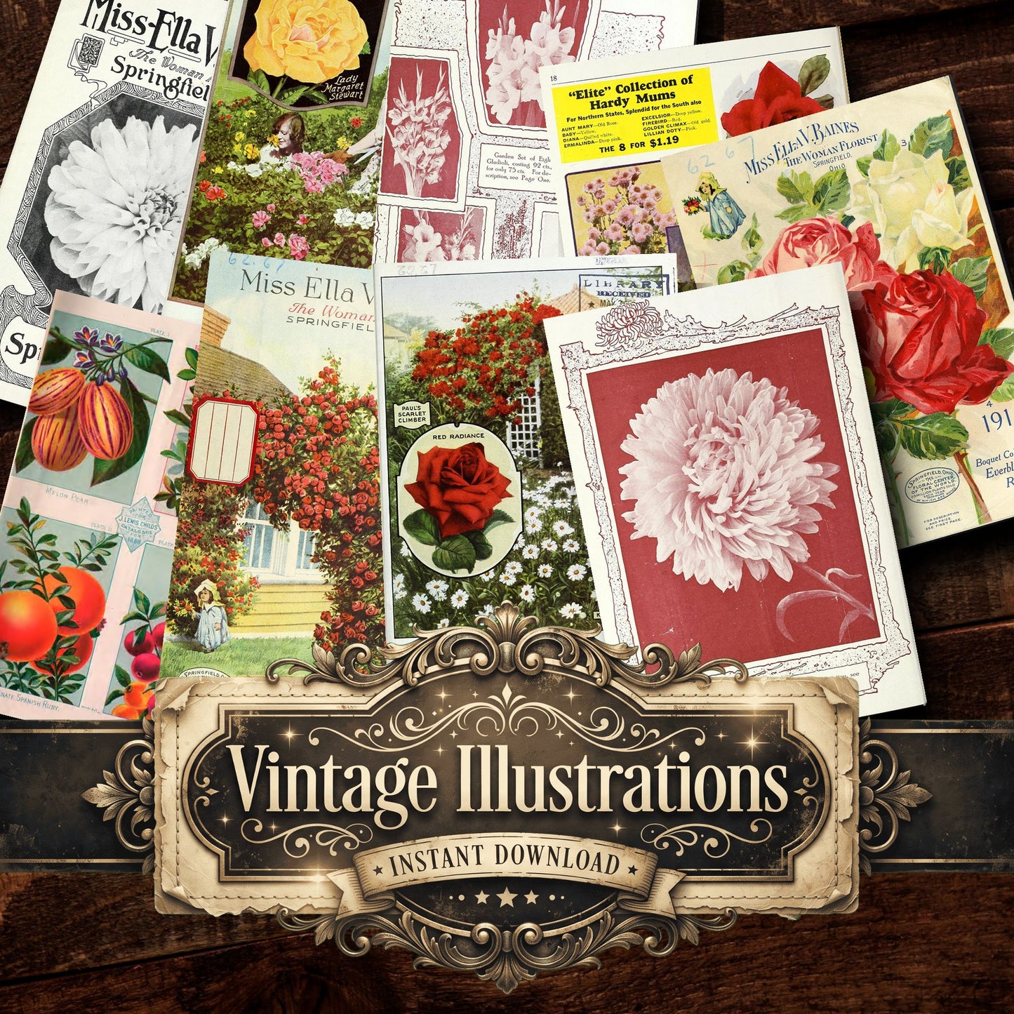 Floral Ads Vintage Prints