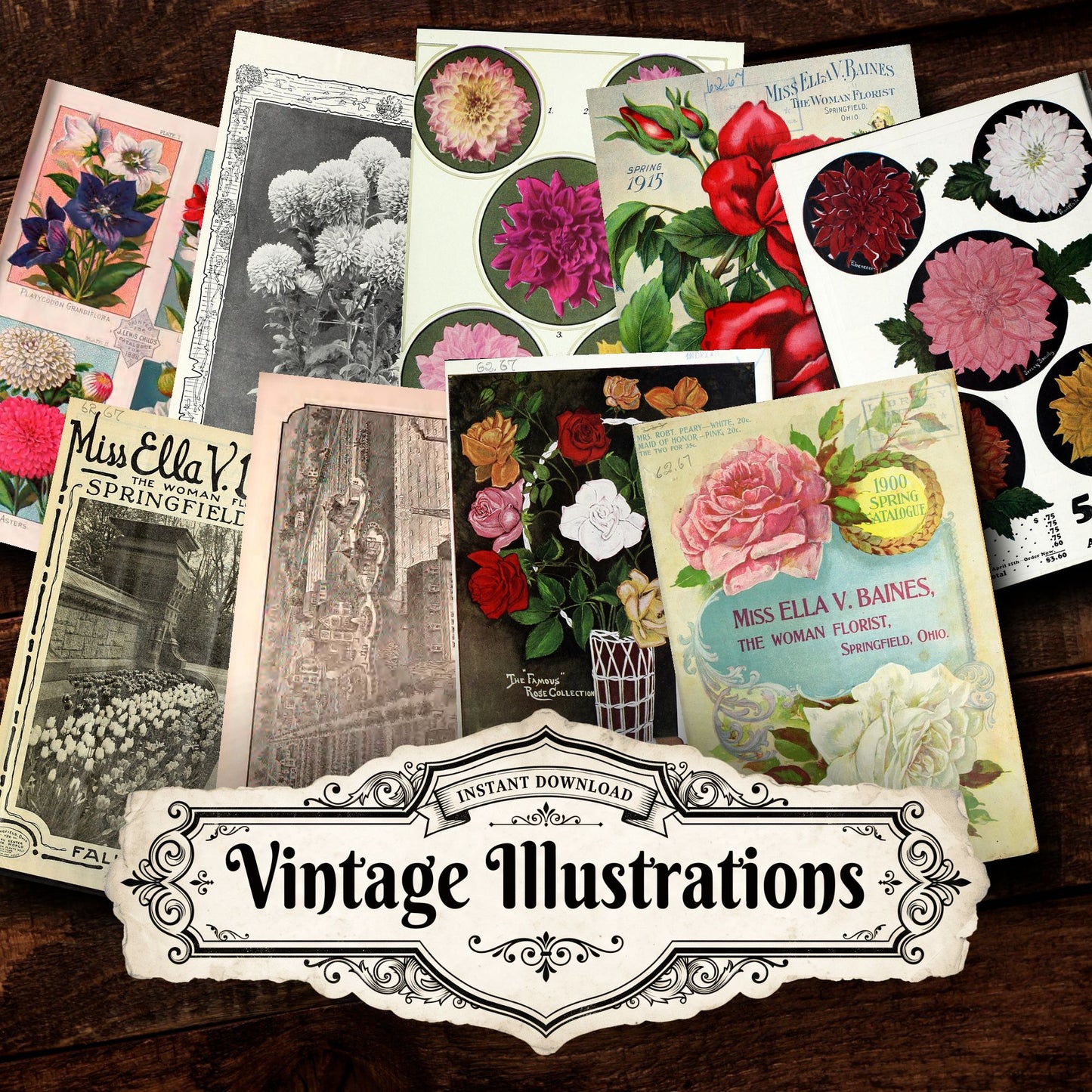 Floral Ads Vintage Prints