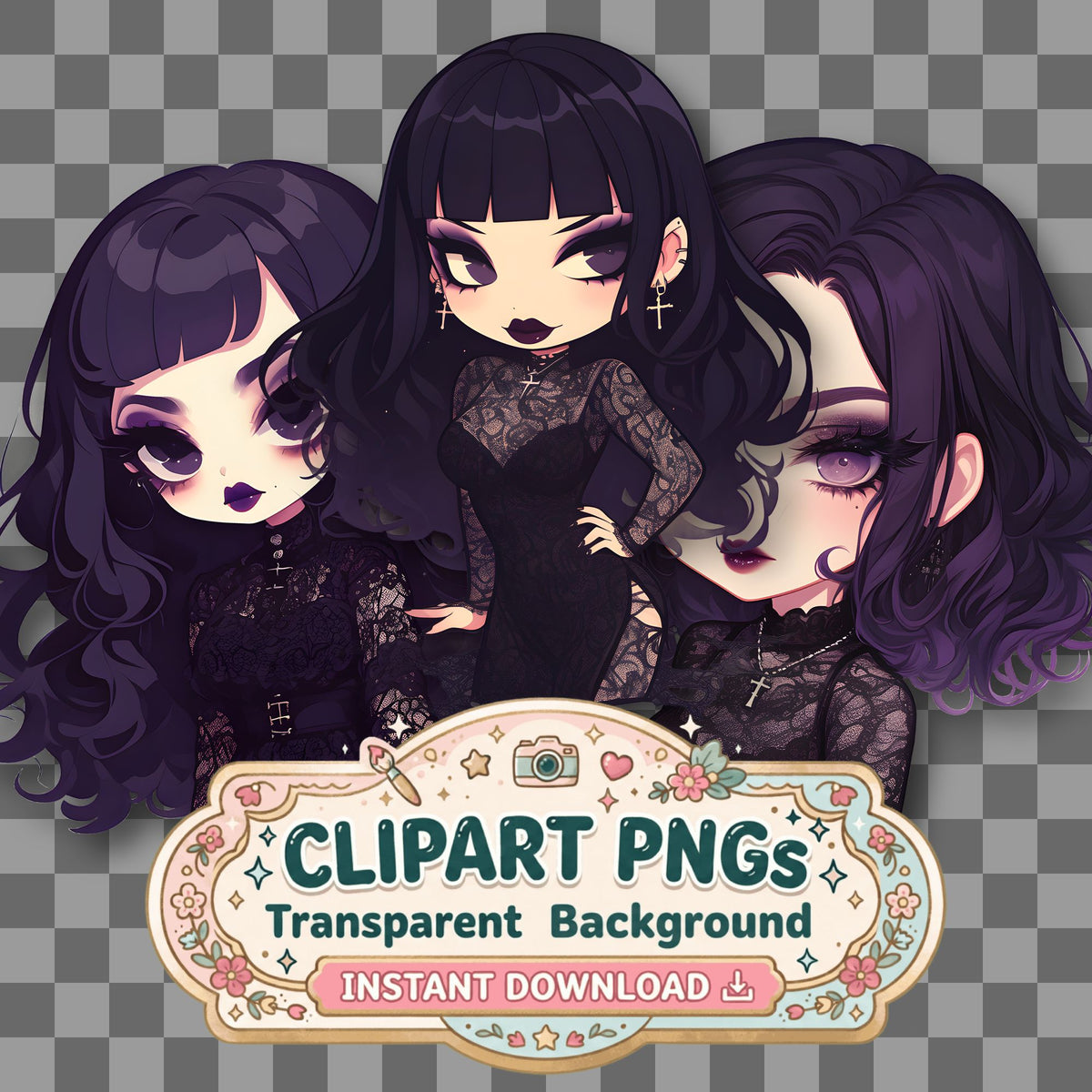 Goth Girl Clipart Pngs