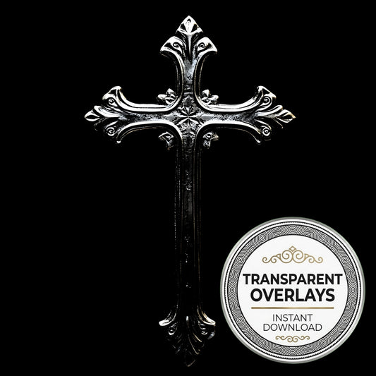 Gothic Silver Cross Transparent Overlay Pngs