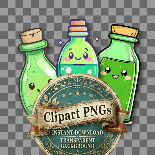 Green Apothecary Kawaii Style Clipart Pngs