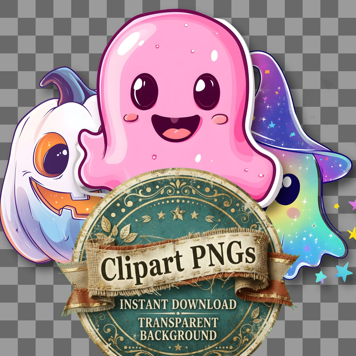 Halloween Kawaii Style Clipart Pngs