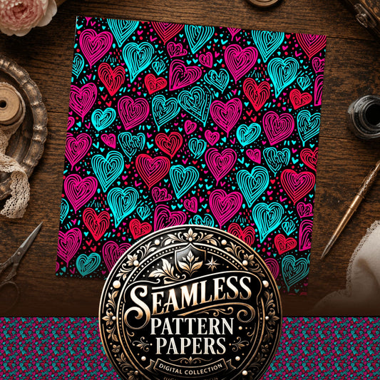 Heart Doodles Seamless Pattern