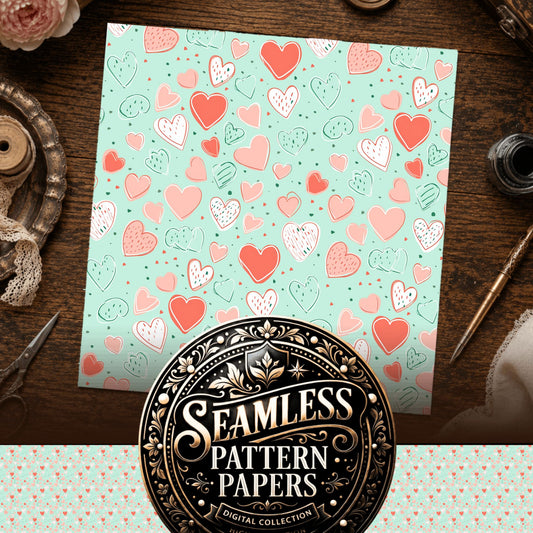 Heart Doodles Seamless Pattern