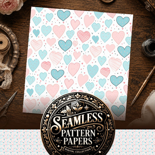 Heart Doodles Seamless Pattern