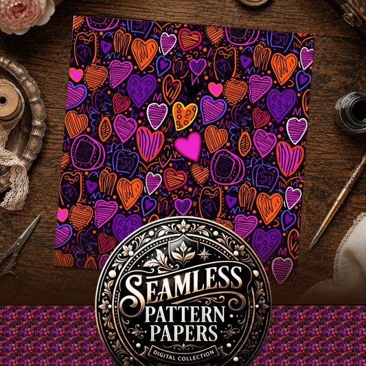 Heart Doodles Seamless Pattern
