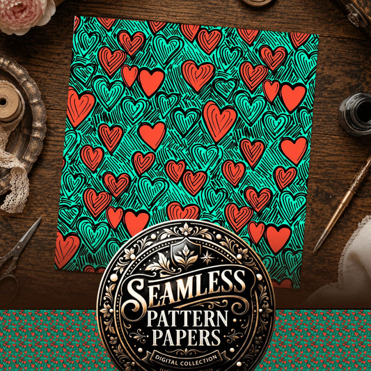 Heart Doodles Seamless Pattern