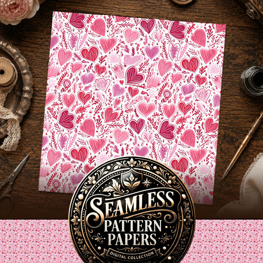 Heart Doodles Seamless Pattern