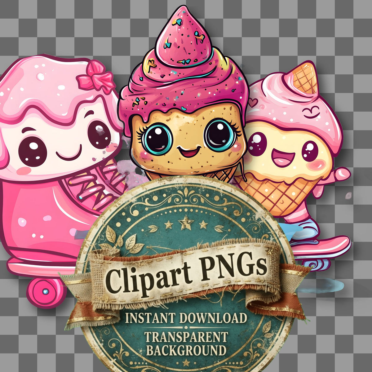 Ice Skate Kawaii Style Clipart Pngs
