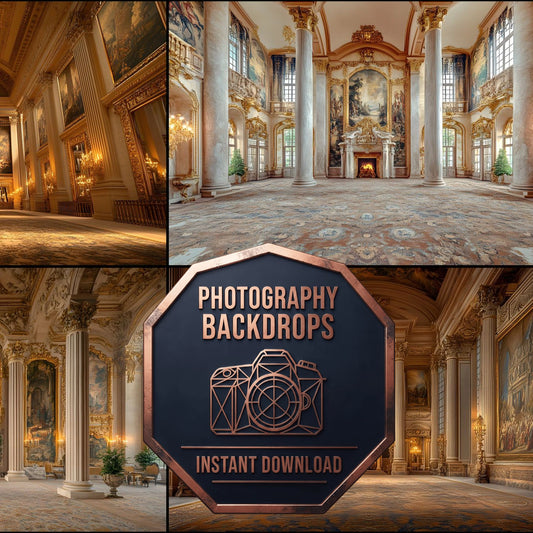 Majestic Royal Hall Columns digital photography backdrops, preview of the downloadable set