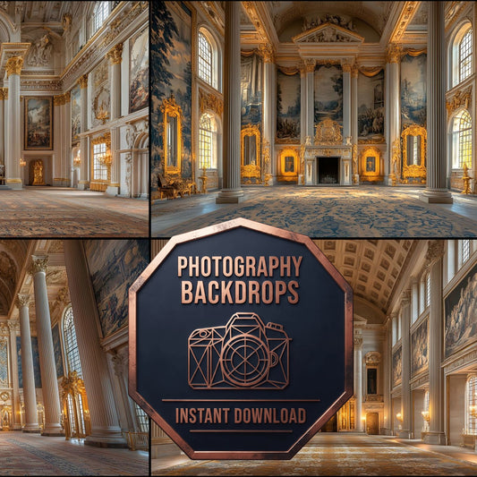 Majestic Royal Hall Columns digital photography backdrops, preview of the downloadable set