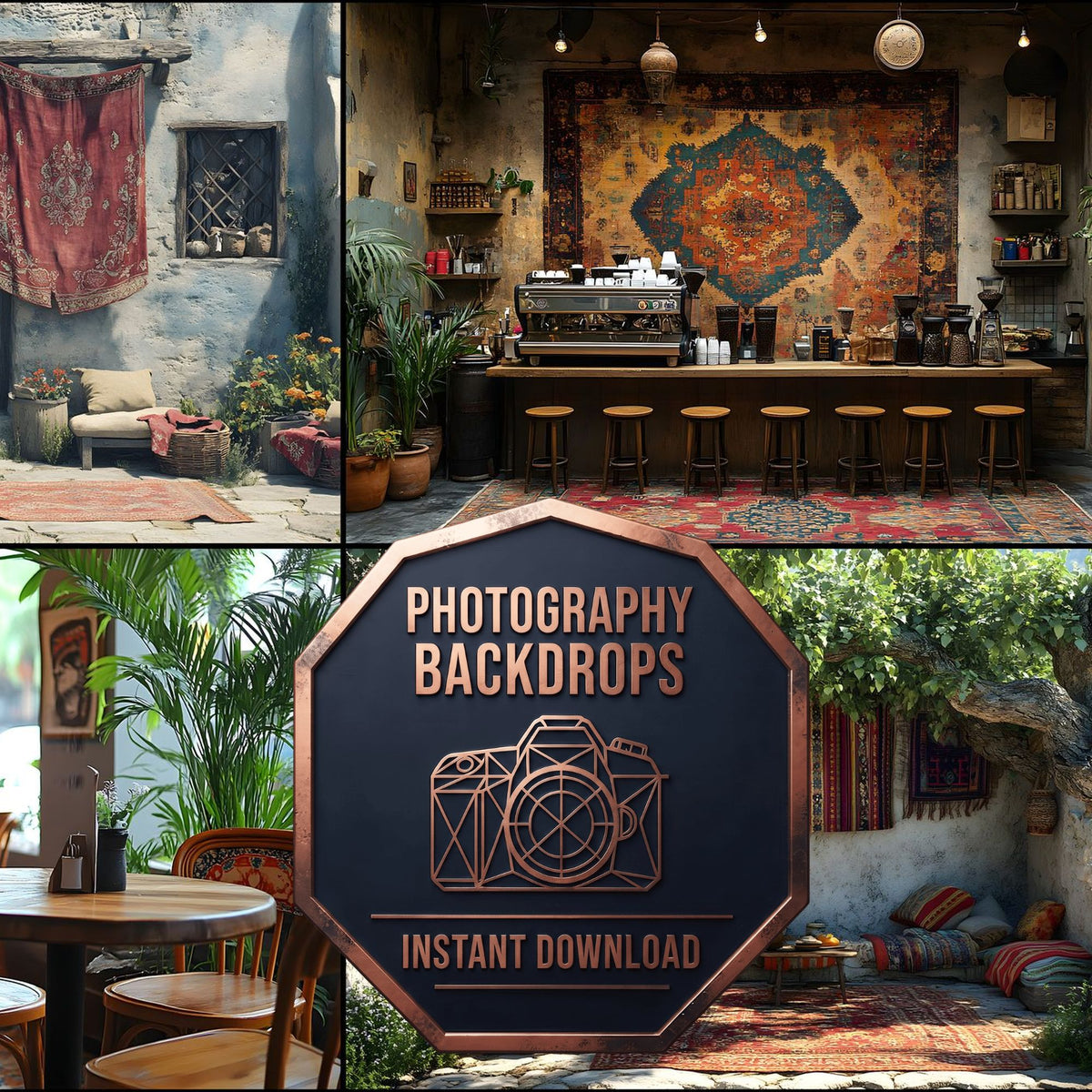 Middle Eastern Coffee Shop digital photography backdrops, preview of the downloadable set