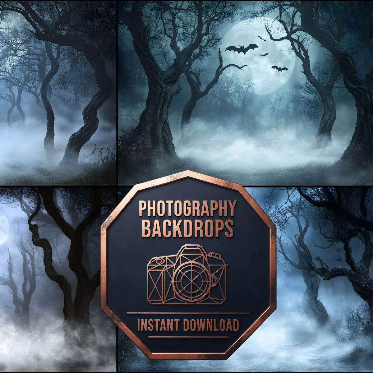 Moonlit Twisted Forest Backdrop Images