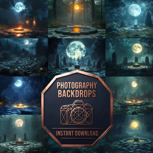Moonlit Witch Circle Backdrop Images
