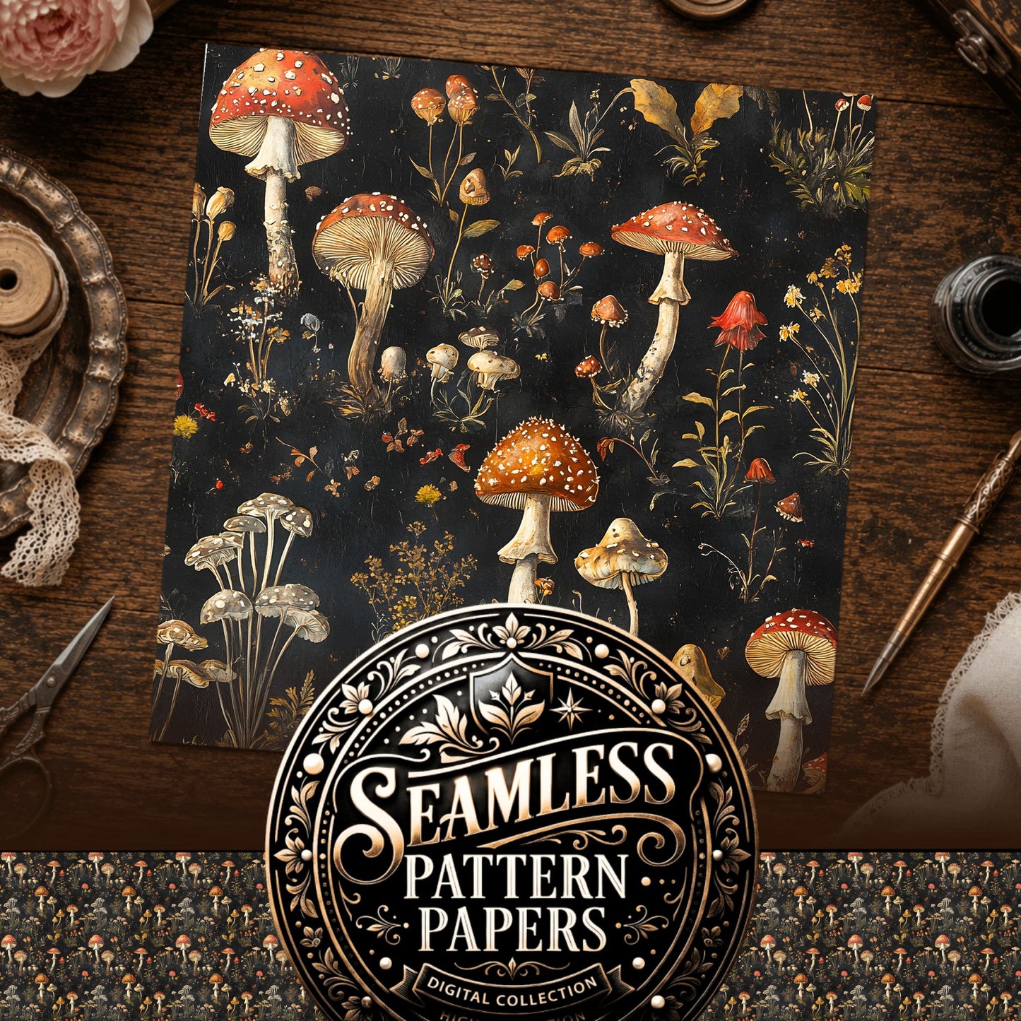 Mushrooms Seamless Pattern