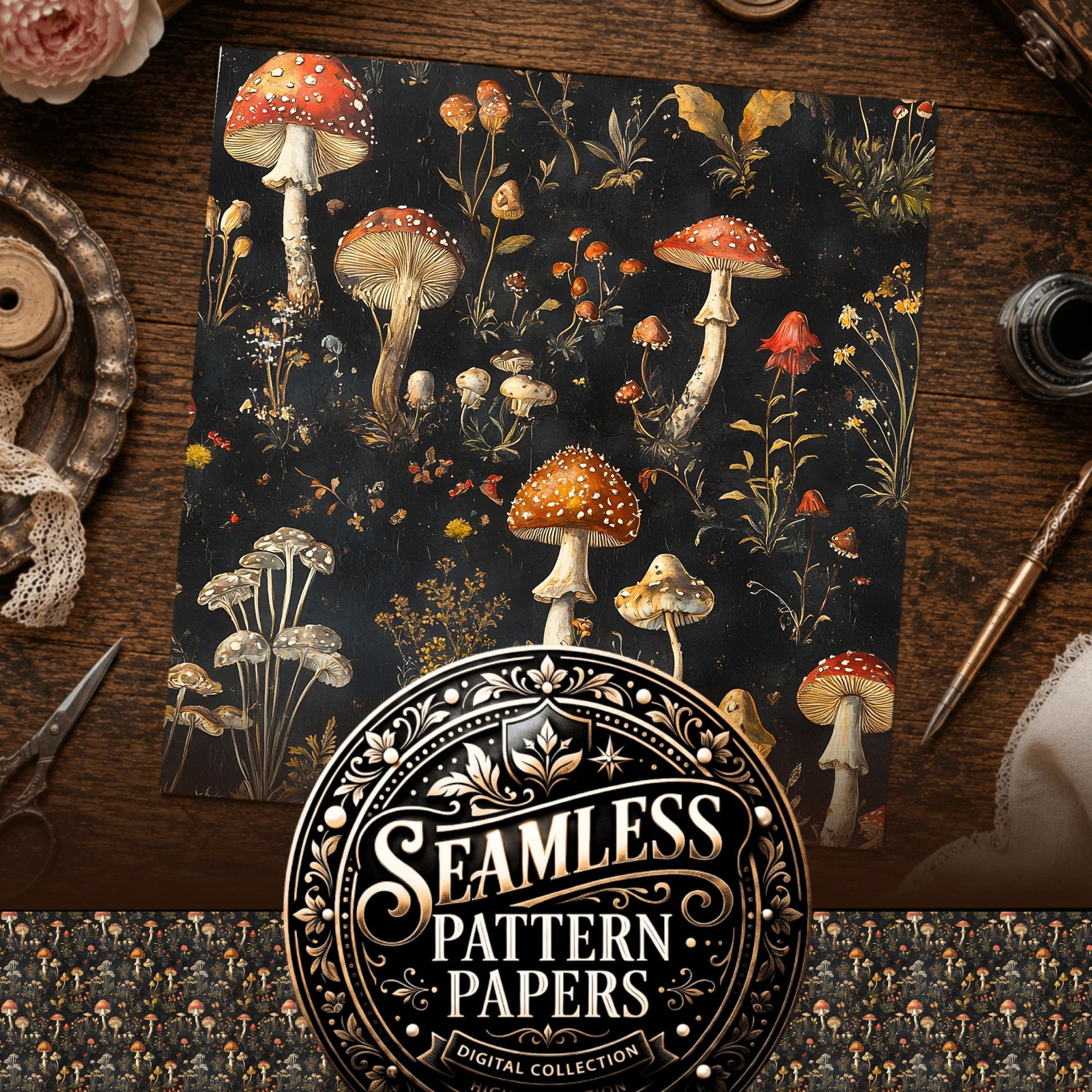 Mushrooms Seamless Pattern