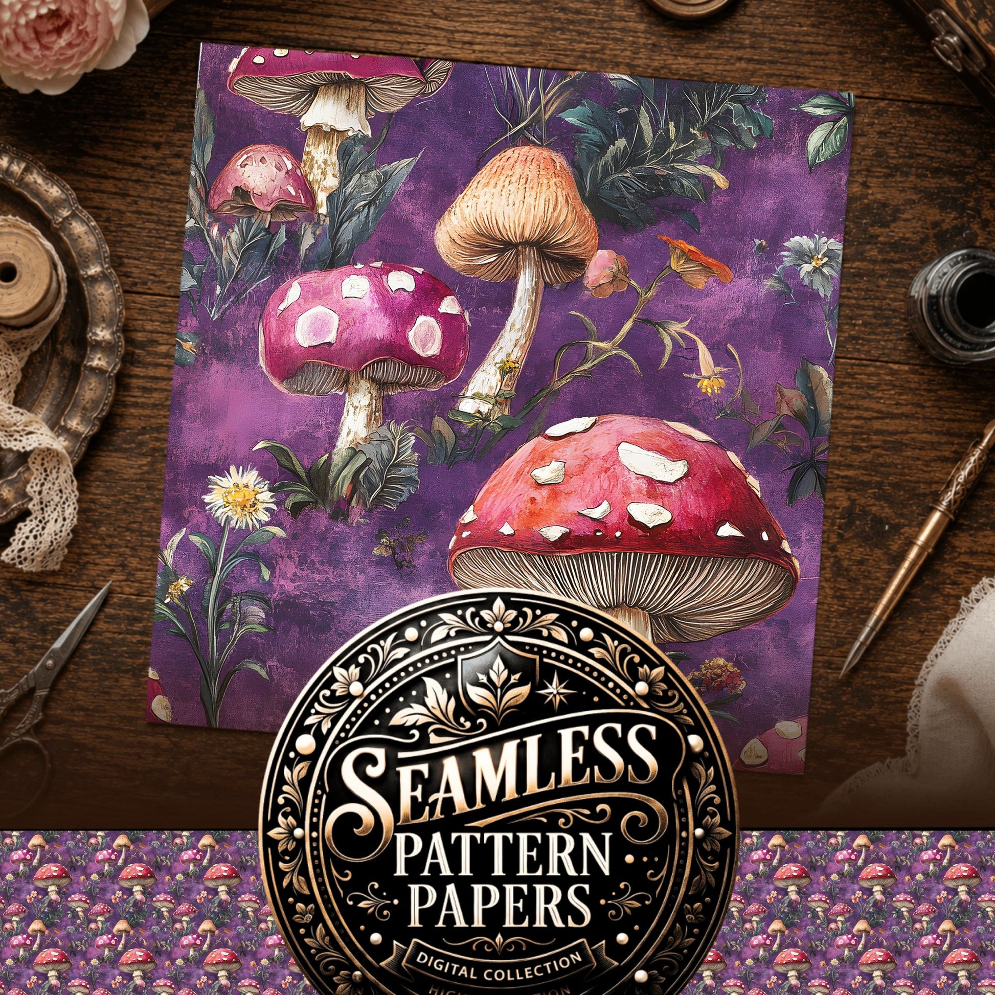 Mushrooms Seamless Pattern