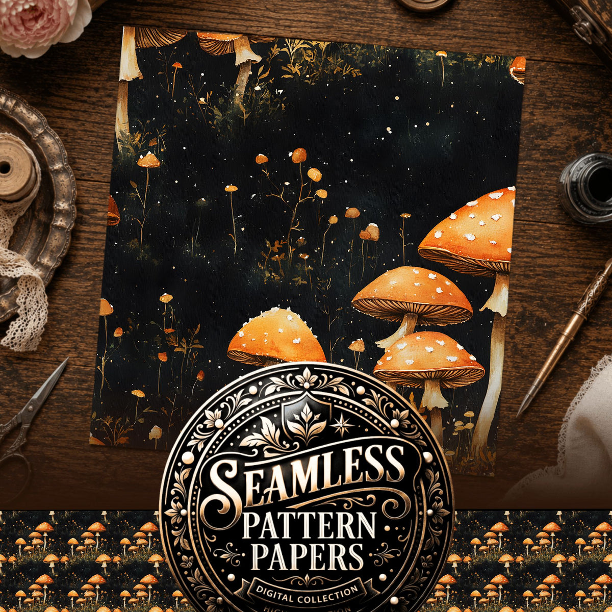 Mushrooms Seamless Pattern