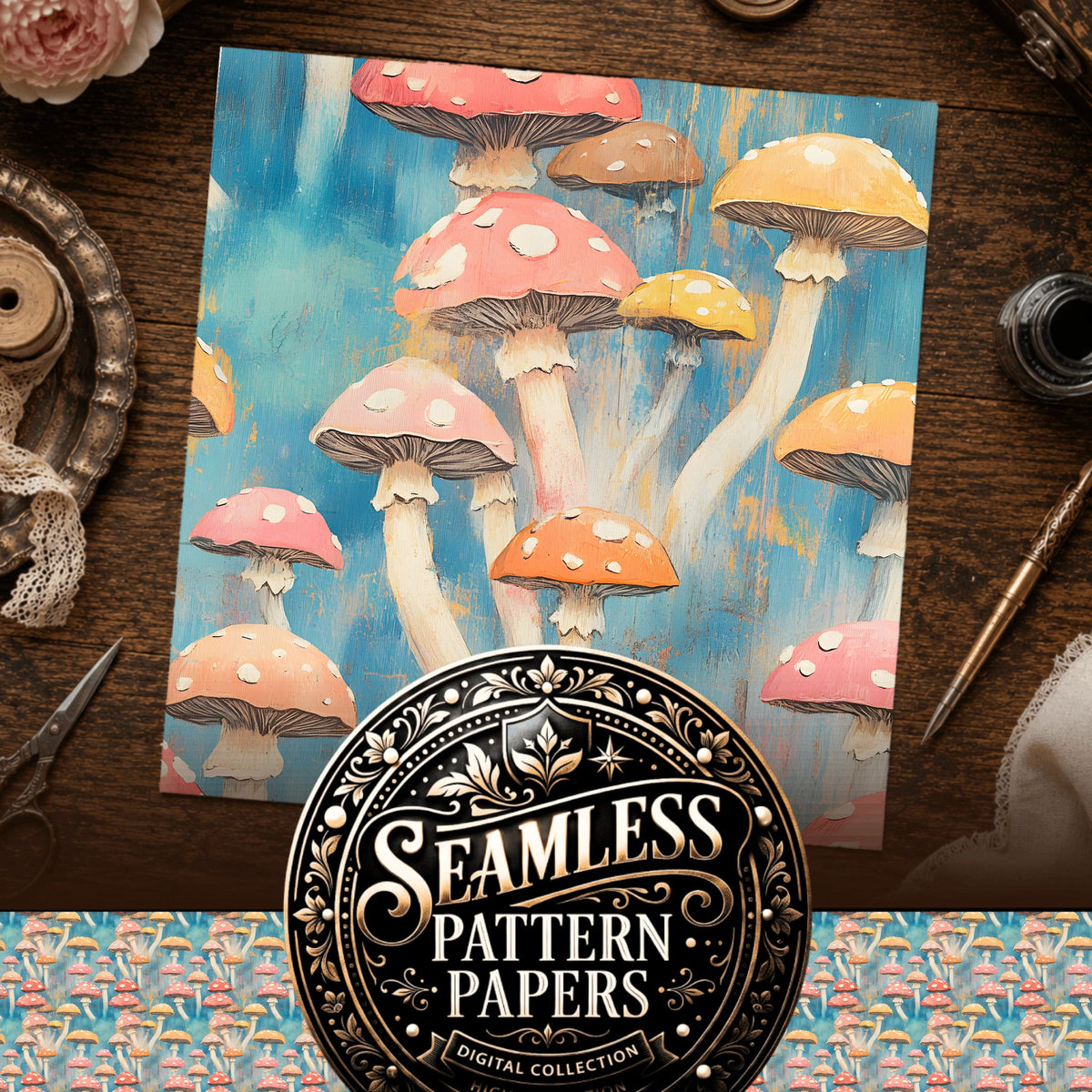 Mushrooms Seamless Pattern