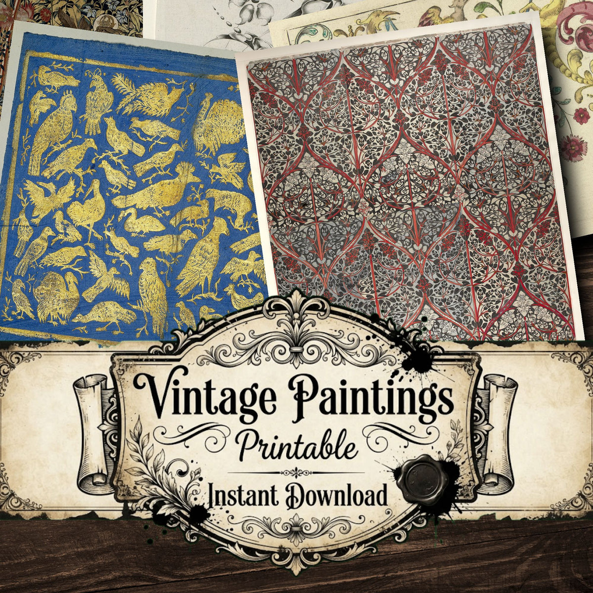 Patterns & Textiles Vintage Paintings