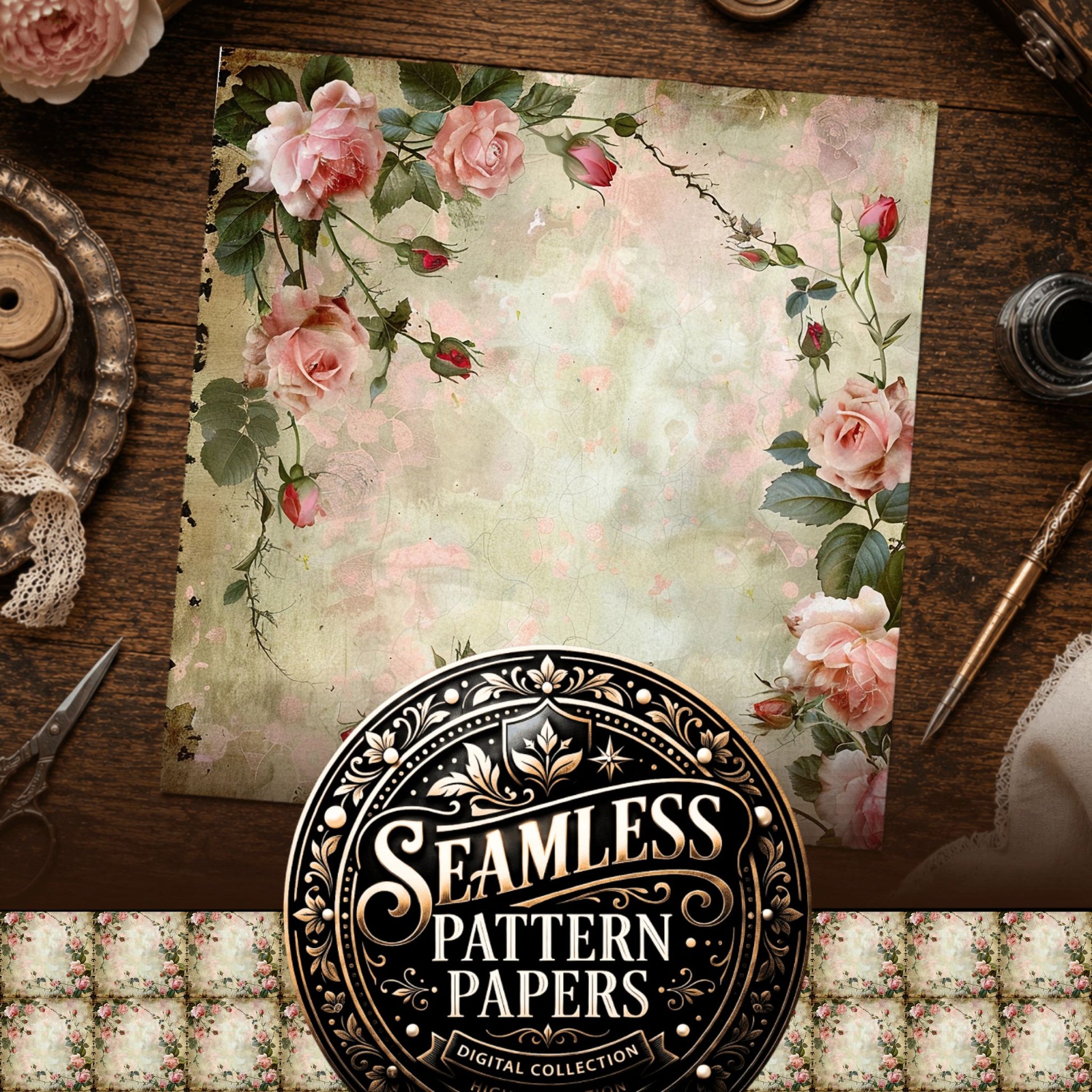 Pink Roses Seamless Pattern