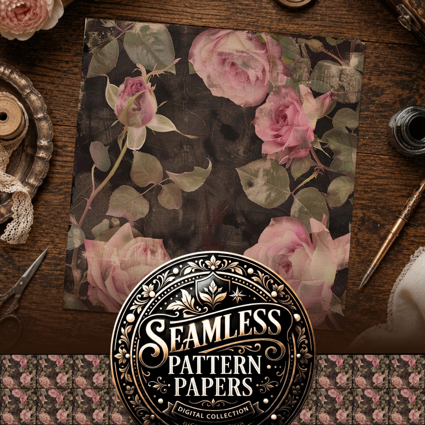 Pink Roses Seamless Pattern