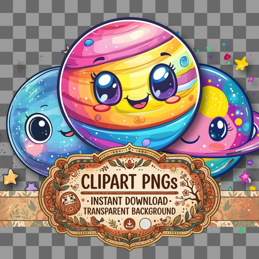 Planet Kawaii Style Clipart Pngs