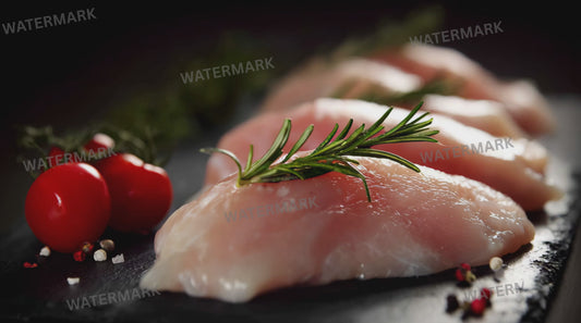 Animated Food Background Loop | Raw Chicken Breasts with Rosemary Steam | Seamless Video for Menus, Social, Presentations
