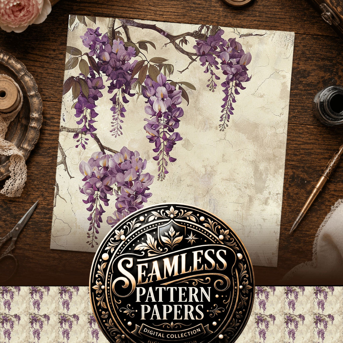 Purple Flowers Seamless Pattern