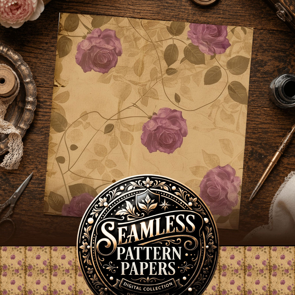 Purple Flowers Seamless Pattern