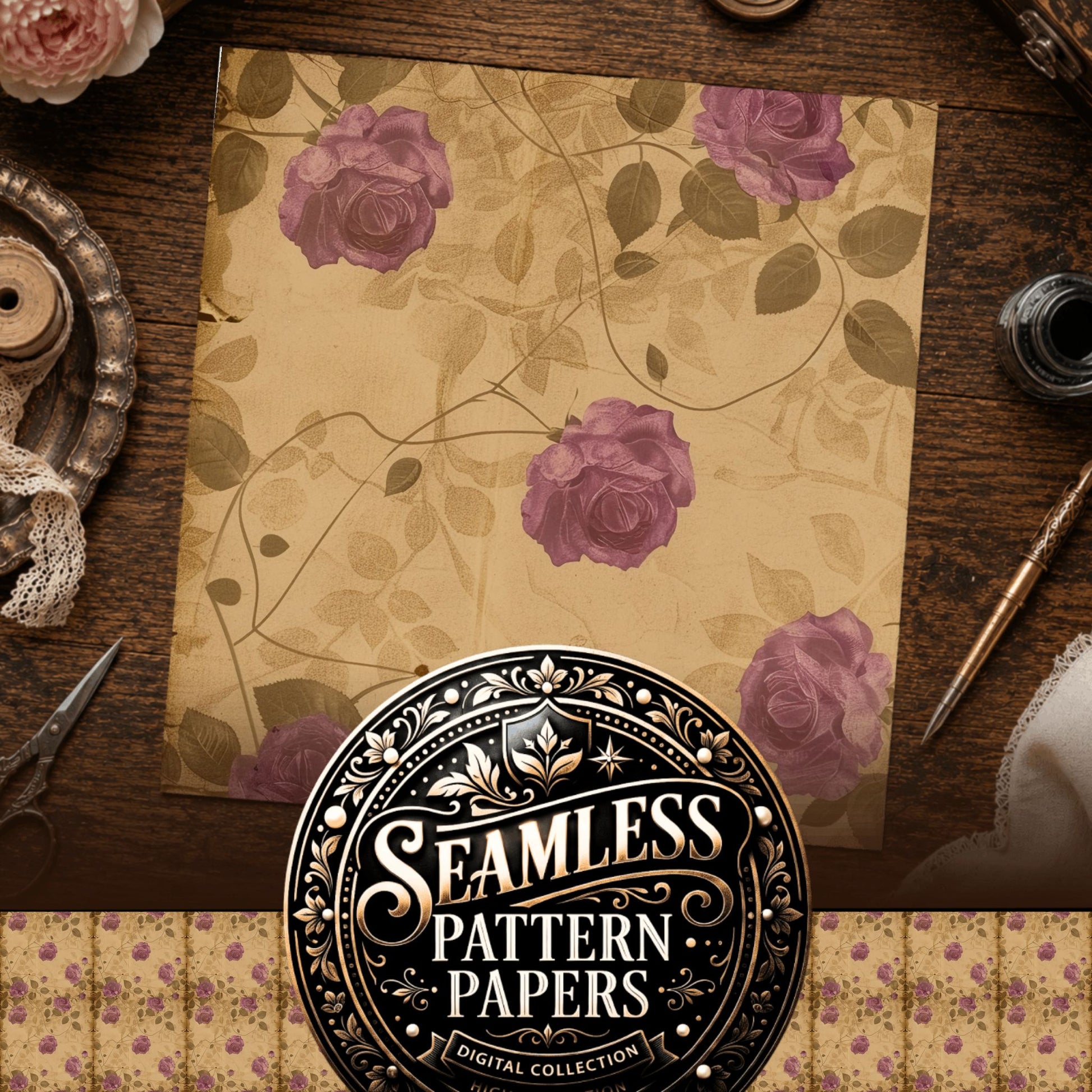 Purple Flowers Seamless Pattern