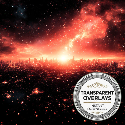 Red Celestial Light Overlay Cosmic Radiance