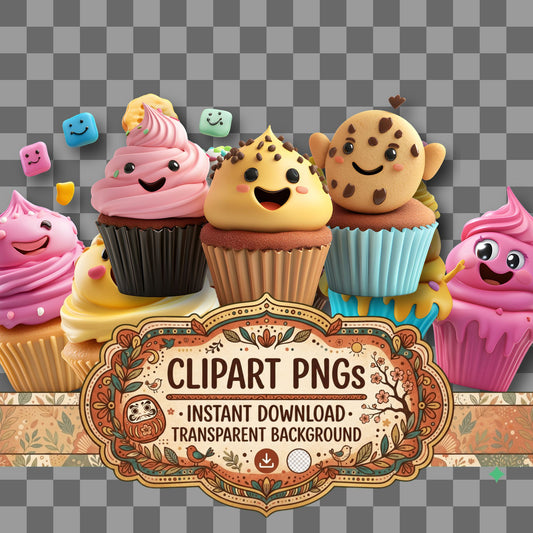 Smiling Cupcakes Clipart Pngs