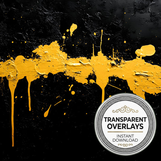Splattered Yellow Paint Splashes Transparent Overlay Pngs