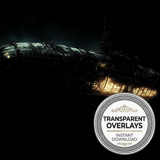 Steampunk Airship In Corner Of Image Transparent Overlay Pngs