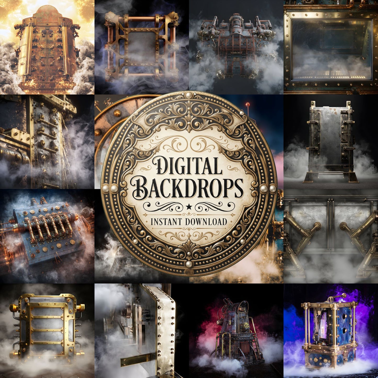 Steampunk Machine Frame Backdrop Images