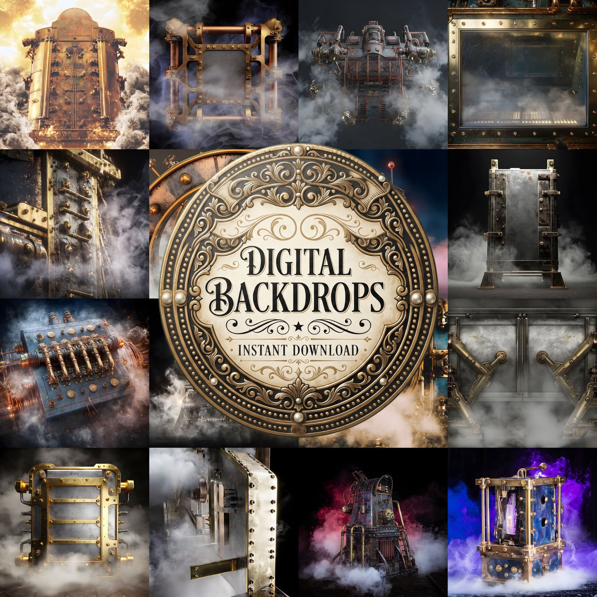 Steampunk Machine Frame Backdrop Images