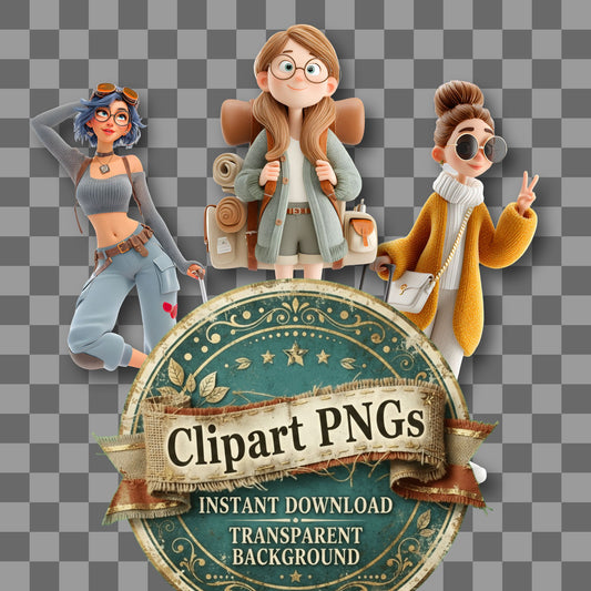 Stylish Traveler Clipart Pngs