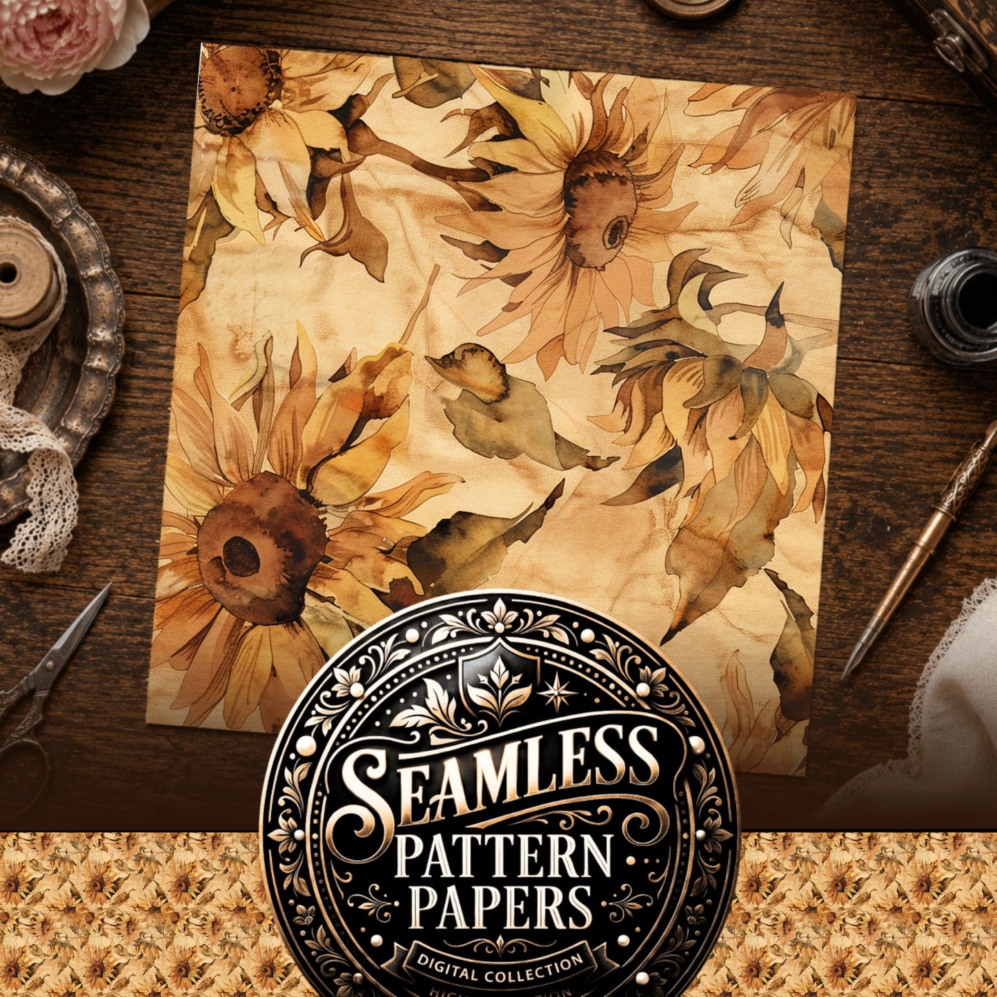 Sunflowers Seamless Pattern