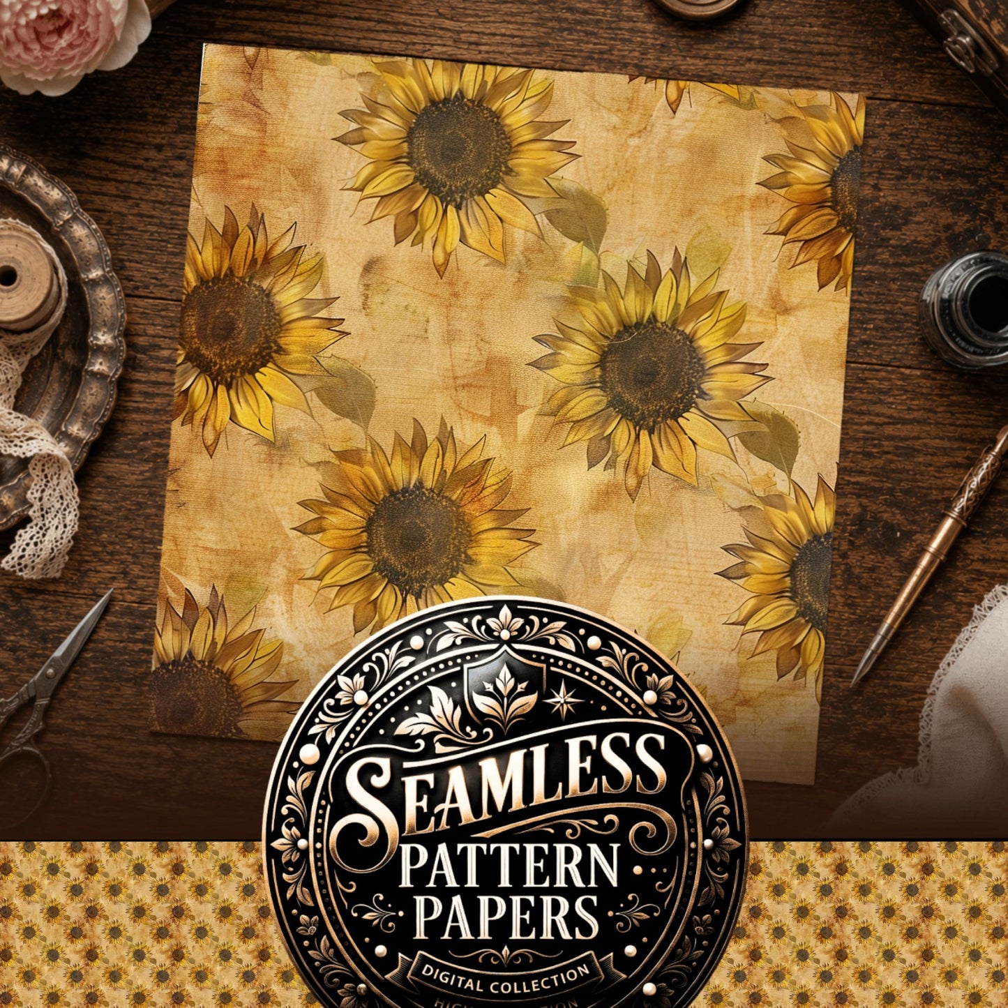 Sunflowers Seamless Pattern