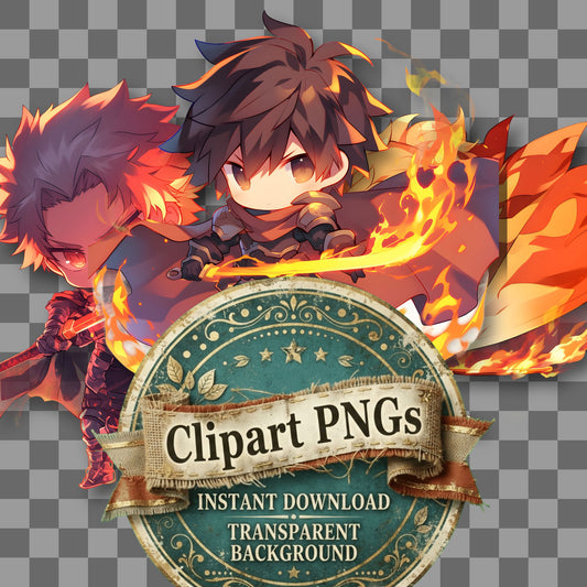 Swordsman Flame Blade Clipart Pngs