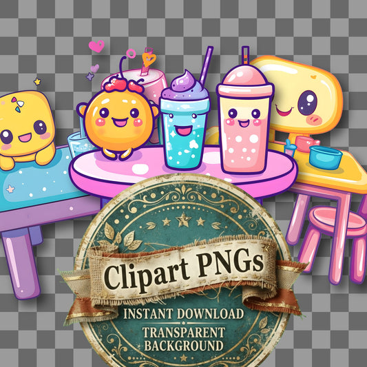 Table Kawaii Style Clipart Pngs