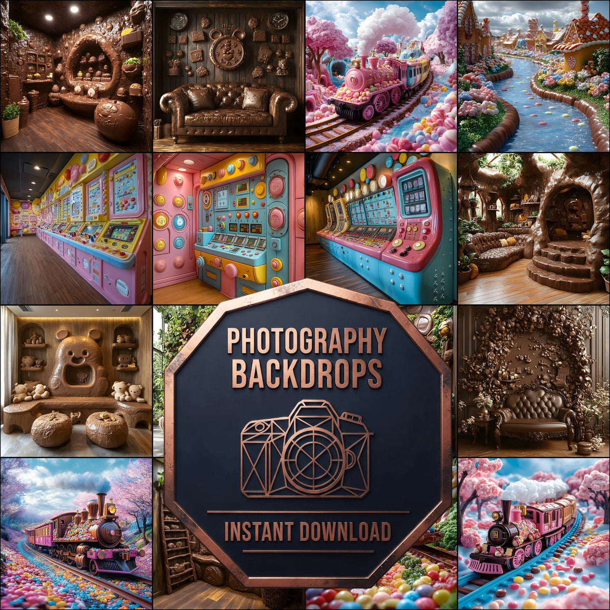 The Chocolate digital photography backdrops, preview of the downloadable set