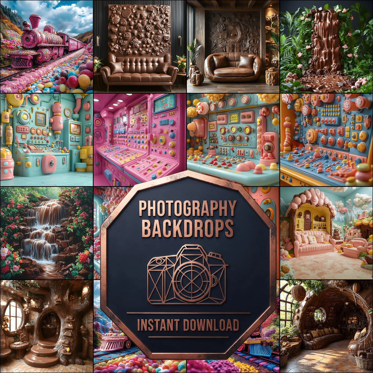 The Chocolate digital photography backdrops, preview of the downloadable set