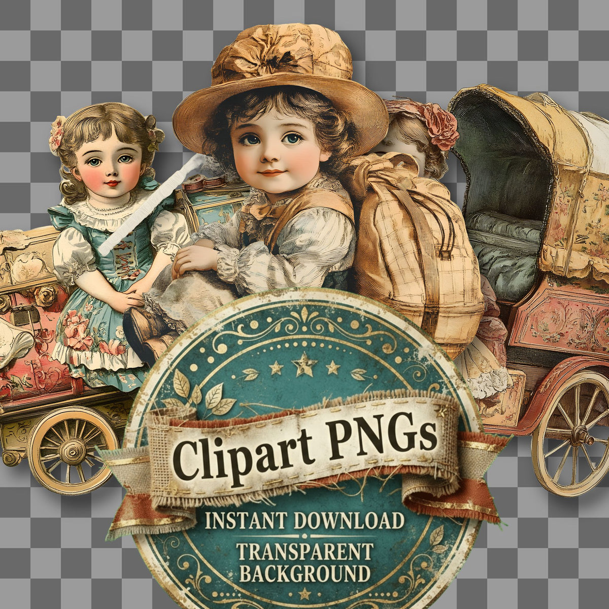 Toy Vintage Style Clipart Pngs