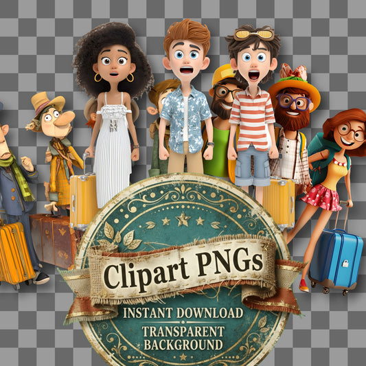 Traveling Characters Clipart Pngs