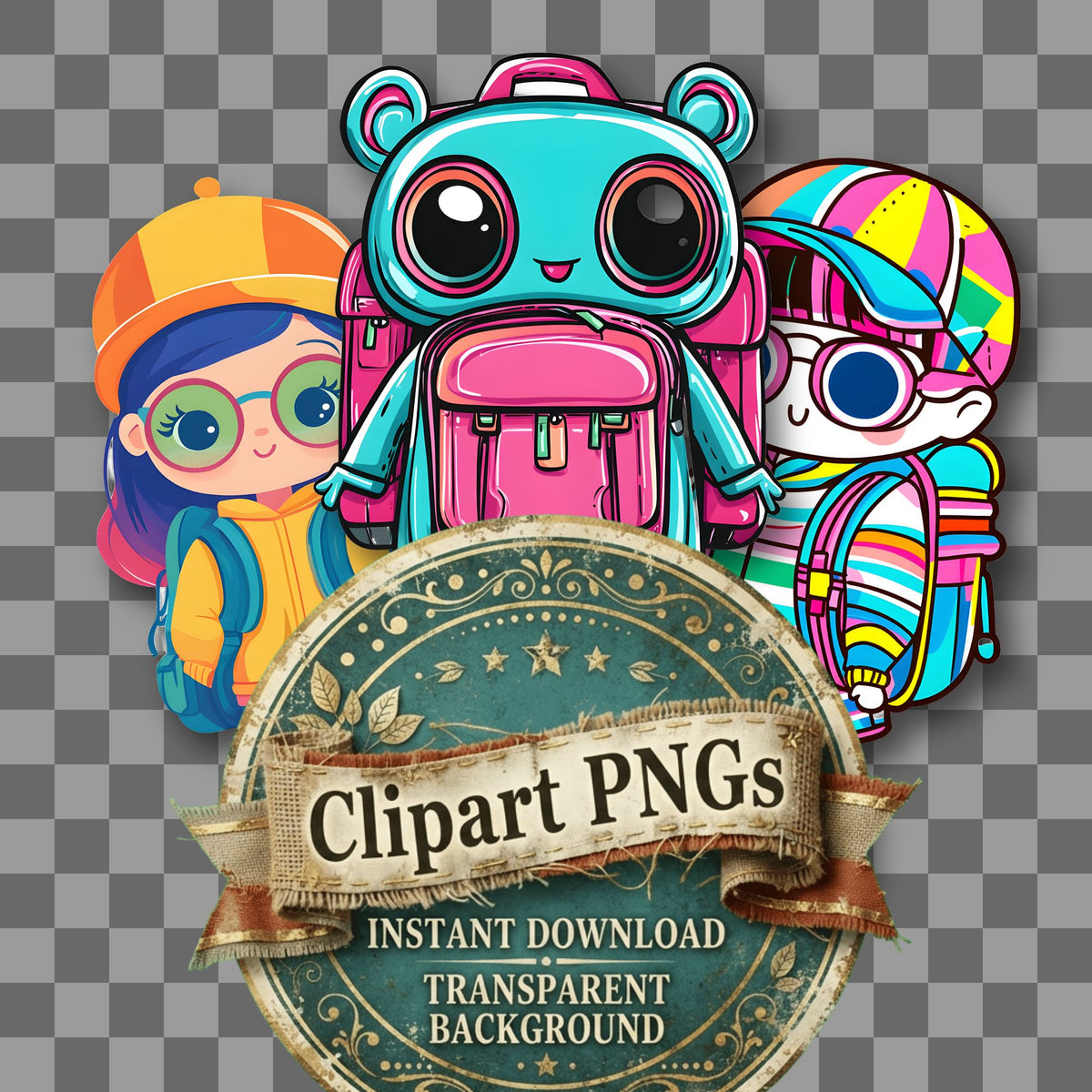 Traveller Backpack Kawaii Style Clipart Pngs