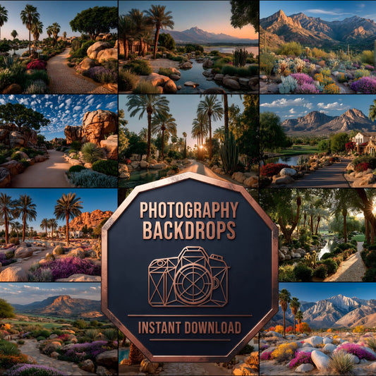 Tropical Desert Garden Variety Summer floral digital photography backdrops, preview of the downloadable set