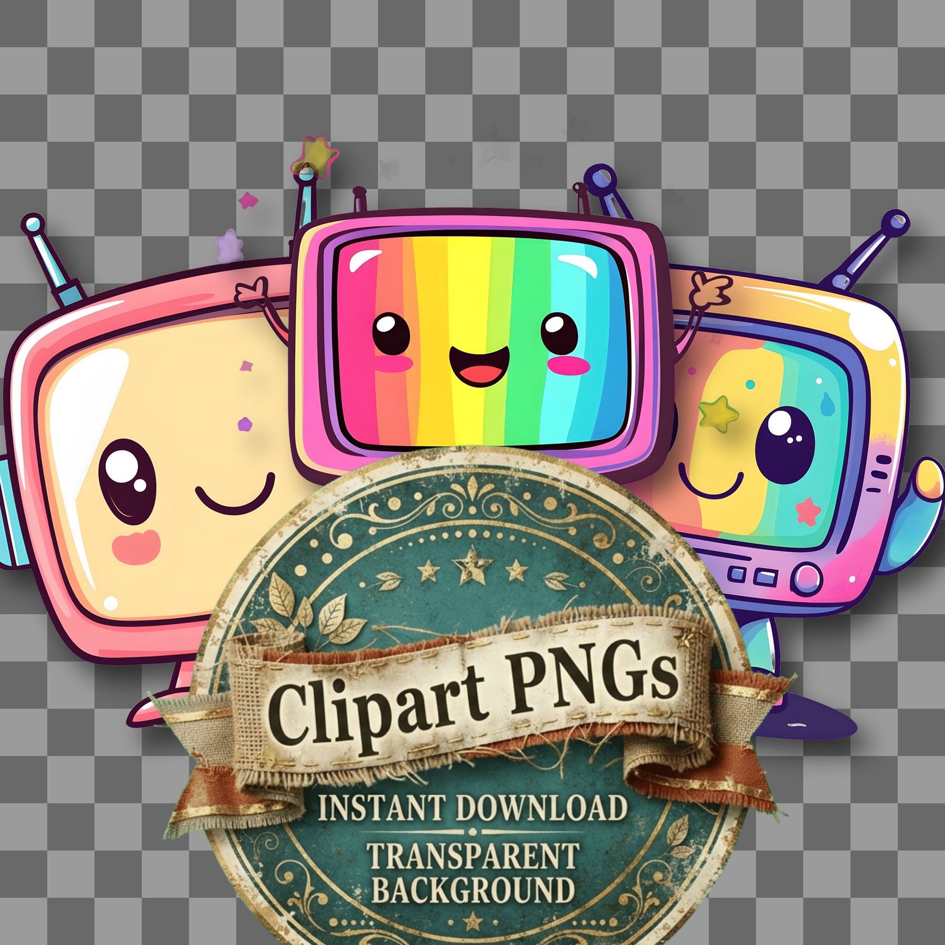 Tv Kawaii Style Clipart Pngs